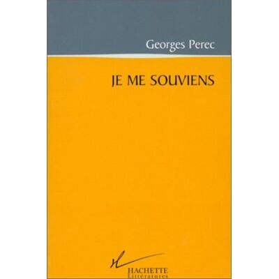 Georges Perec Je Me Souviens - Publicité Georges Perec Je Me Souviens - Publicité