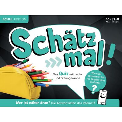 Schätz Mal! Schul Edition: Das Quiz Mit Lach- Und Staungarantie I Ab 10 Jahre I 2-8 Spieler I Spiele-Block - Publicité Schätz Mal! Schul Edition: Das Quiz Mit Lach- Und Staungarantie I Ab 10 Jahre I 2-8 Spieler I Spiele-Block - Publicité