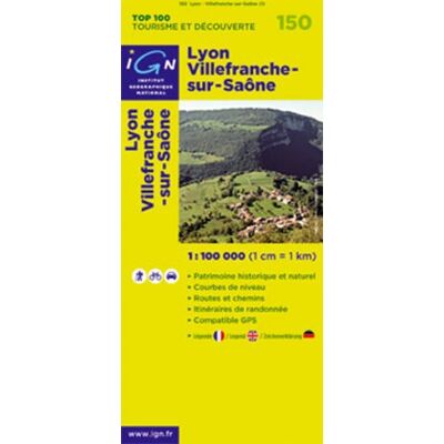 Lyon Villefranche-Sur-Sa 1 : 100 000: Patrimoine Historique Et Naturel/courbes De Niveau/routes Et Chemins/itinéaires De Randonnée/compatible Gps (Ign Top 100s) - Publicité Lyon Villefranche-Sur-Sa 1 : 100 000: Patrimoine Historique Et Naturel/courbes De Niveau/routes Et Chemins/itinéaires De Randonnée/compatible Gps (Ign Top 100s) - Publicité