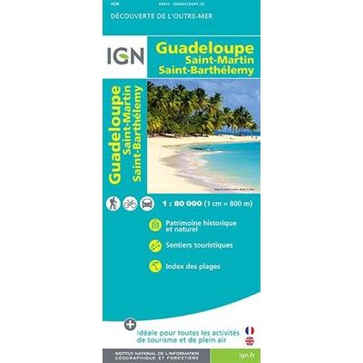 Collectif Guadeloupe 1 : 80 000: Saint-Martin / Saint Barthélemy. Outre-Mer. Tourisme Et Découverte - Publicité Collectif Guadeloupe 1 : 80 000: Saint-Martin / Saint Barthélemy. Outre-Mer. Tourisme Et Découverte - Publicité