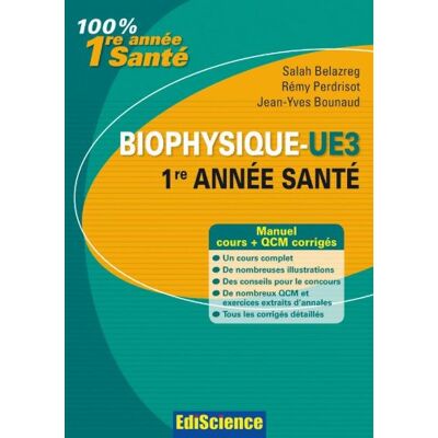 Salah Belazreg Biophysique L1 Santé : Cours, Qcm, Exercices Et Annales Corrigés - Publicité Salah Belazreg Biophysique L1 Santé : Cours, Qcm, Exercices Et Annales Corrigés - Publicité