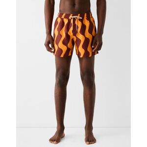 Bershka Short De Bain Imprime Homme M Orange