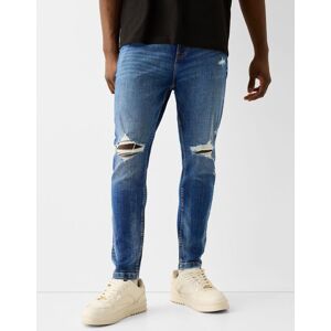 Bershka Jean Carrot Fit Dechire Homme 44 Bleu