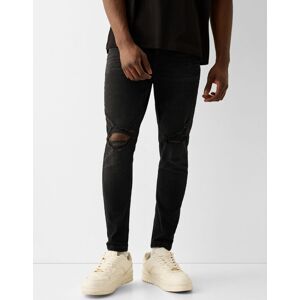 Bershka Jean Carrot Fit Dechire Homme 36 Noir