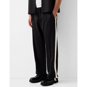 Bershka Pantalon Interlock Bande Laterale Homme S Noir