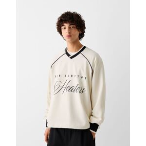 Bershka Sweat Imprime Homme M Blanc Casse