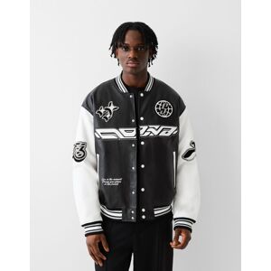 Bershka Bomber Universitaire Similicuir Homme S Noir