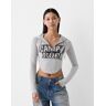 Bershka Top Camp Rock Capuche Manches Longues Femme Xs Gris