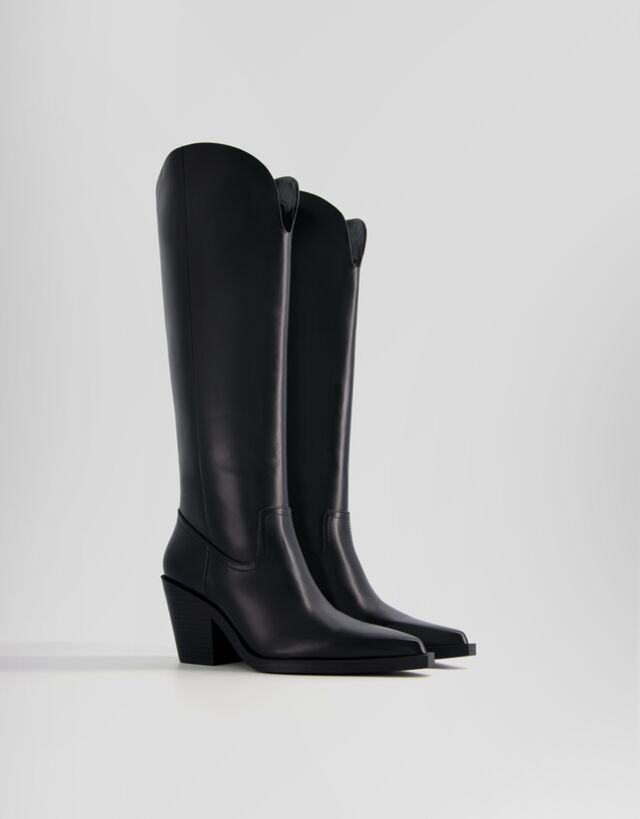 Bershka Bottes Cowboy À Talon Femme 39 Noir