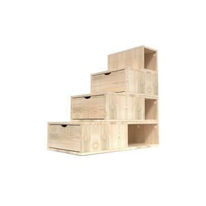 ABC MEUBLES Escalier Cube de rangement hauteur 100 cm Vernis Naturel