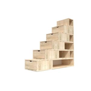 ABC MEUBLES Escalier Cube de rangement hauteur 150cm Brut