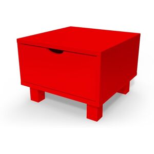 ABC MEUBLES Table de chevet bois Cube + tiroir - - Rouge