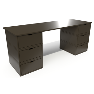 ABC MEUBLES Bureau long en bois 6 tiroirs Cube - - Wengé