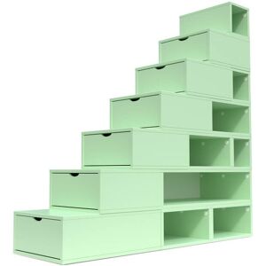 ABC MEUBLES Escalier Cube de rangement hauteur 175 cm - - Vert Pastel