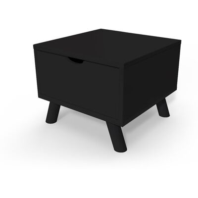 ABC MEUBLES Table de chevet Scandinave bois Viking + tiroir - Noir - Publicité ABC MEUBLES Table de chevet Scandinave bois Viking + tiroir - Noir - Publicité