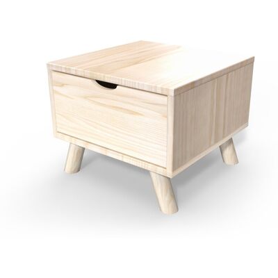 ABC MEUBLES Table de chevet Scandinave bois Viking + tiroir - Vernis Naturel - Publicité ABC MEUBLES Table de chevet Scandinave bois Viking + tiroir - Vernis Naturel - Publicité