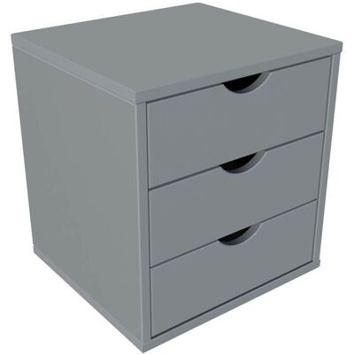 ABC MEUBLES Caisson à tiroirs 3 en bois massif - Gris - Publicité ABC MEUBLES Caisson à tiroirs 3 en bois massif - Gris - Publicité