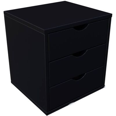 ABC MEUBLES Caisson à tiroirs 3 en bois massif - Noir - Publicité ABC MEUBLES Caisson à tiroirs 3 en bois massif - Noir - Publicité