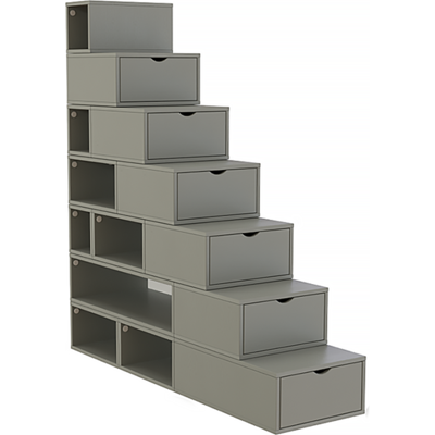 ABC MEUBLES Escalier cube de rangement hauteur 175 cm - Gris - Publicité ABC MEUBLES Escalier cube de rangement hauteur 175 cm - Gris - Publicité