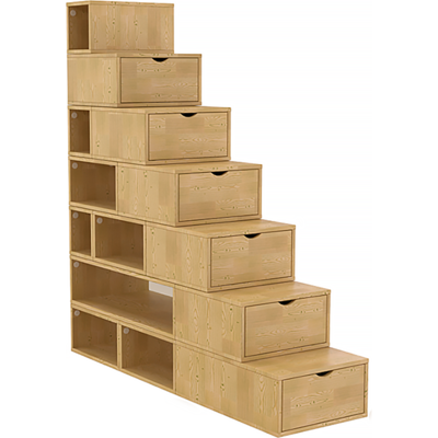ABC MEUBLES Escalier cube de rangement hauteur 175 cm - Miel - Publicité ABC MEUBLES Escalier cube de rangement hauteur 175 cm - Miel - Publicité