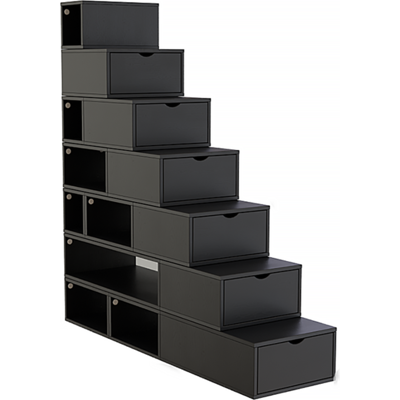 ABC MEUBLES Escalier cube de rangement hauteur 175 cm - Noir - Publicité ABC MEUBLES Escalier cube de rangement hauteur 175 cm - Noir - Publicité