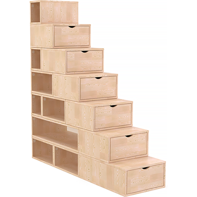 ABC MEUBLES Escalier cube de rangement hauteur 175 cm - Vernis Naturel - Publicité ABC MEUBLES Escalier cube de rangement hauteur 175 cm - Vernis Naturel - Publicité