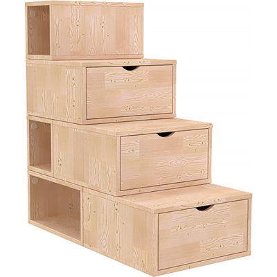 ABC MEUBLES Escalier cube de rangement hauteur 100 cm - Brut (sans vernis) - Publicité ABC MEUBLES Escalier cube de rangement hauteur 100 cm - Brut (sans vernis) - Publicité