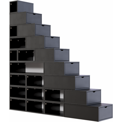 ABC MEUBLES Escalier cube de rangement hauteur 225 cm - Noir - Publicité ABC MEUBLES Escalier cube de rangement hauteur 225 cm - Noir - Publicité