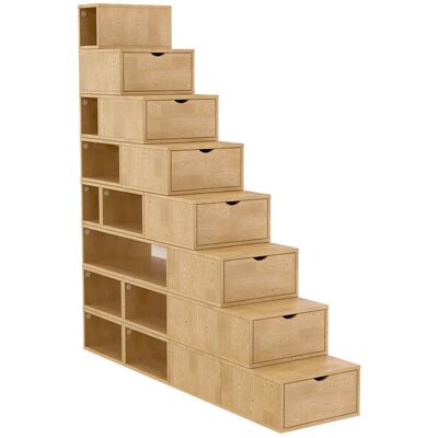 ABC MEUBLES Escalier Cube de rangement hauteur 200 cm - Miel - Publicité ABC MEUBLES Escalier Cube de rangement hauteur 200 cm - Miel - Publicité