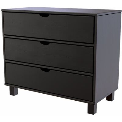 ABC MEUBLES Commode bois 3 tiroirs Cube - Noir - Publicité ABC MEUBLES Commode bois 3 tiroirs Cube - Noir - Publicité