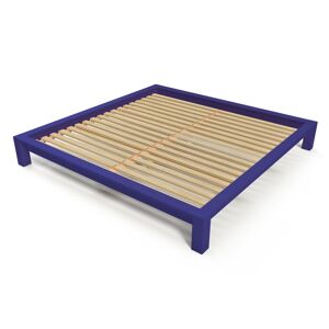 ABC MEUBLES Lit King Size 200x200 bois massif 200x200 Bleu fonce