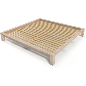 ABC MEUBLES Lit King Size 200x200 bois massif 200x200 Brut