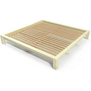 ABC MEUBLES Lit King Size 200x200 bois massif 200x200 Ivoire