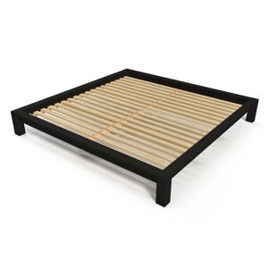 ABC MEUBLES Lit King Size 200x200 bois massif 200x200 Noir