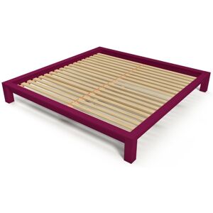 ABC MEUBLES Lit King Size 200x200 bois massif 200x200 Prune