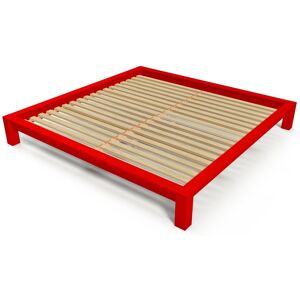 ABC MEUBLES Lit King Size 200x200 bois massif 200x200 Rouge