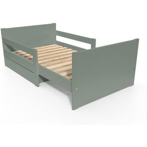 ABC MEUBLES Lit évolutif enfant avec tiroir bois - 90 x (140/170/200) - Gris