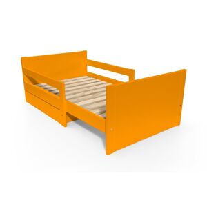 ABC MEUBLES Lit évolutif enfant avec tiroir bois - 90 x (140/170/200) - Orange