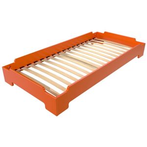 ABC MEUBLES Lit Empilable 1 place en Bois Massif - 80x190 - Orange