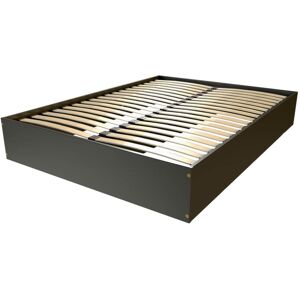 ABC MEUBLES Lit coffre 2 places bois massif - 140x190 - Wengé