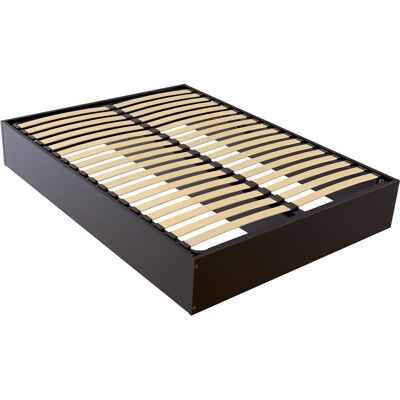 ABC MEUBLES Lit coffre 2 places bois massif robuste - 140x190 - Noir - Publicité ABC MEUBLES Lit coffre 2 places bois massif robuste - 140x190 - Noir - Publicité