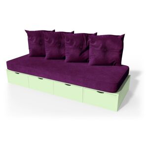ABC MEUBLES Banquette cube 200 cm + futon + coussins - - Vert Pastel