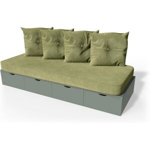 ABC MEUBLES Banquette cube 200 cm + futon + coussins - - Gris