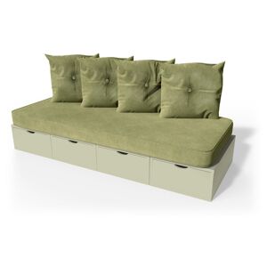 ABC MEUBLES Banquette cube 200 cm + futon + coussins - - Moka