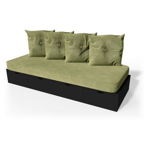 ABC MEUBLES Banquette cube 200 cm + futon + coussins - - Noir