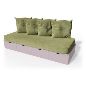ABC MEUBLES Banquette cube 200 cm + futon + coussins - - Violet Pastel