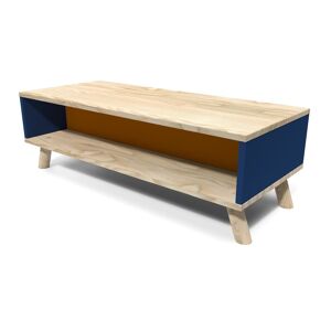 ABC MEUBLES Table basse scandinave bois rectangulaire bleu et orange Viking Bleu petrole Orange