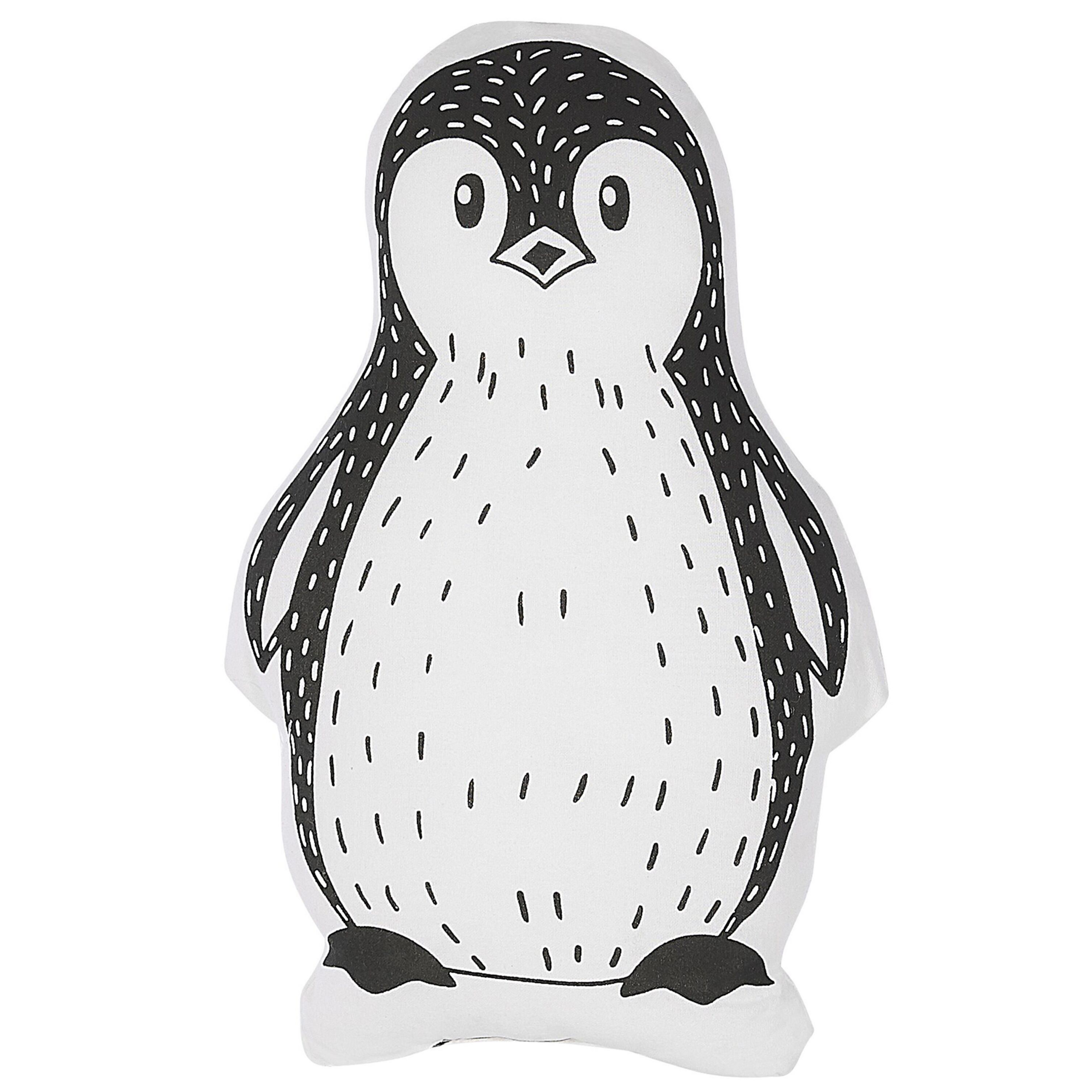Beliani Coussin Décoratif En Forme de Tête de Pingouin Blanc et Noir pour Décorer Chambre ou Salle de Jeux pour Enfants ou Bébés Beliani