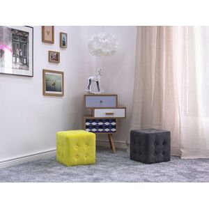 Beliani Pouf en Forme de Cube 31 x 31 cm de Type Chesterfield en Velours Artificiel Clouté de Couleur Gris Clair Beliani - Publicité