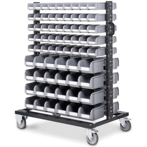 SETAM Chariot porte-bacs avec 138 bacs gris plastique